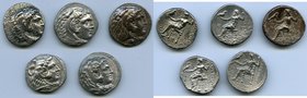 ANCIENT LOTS. Greek. Macedonian Kingdom. Ca. 336-317 BC. Lot of five (5) AR tetradrachms. About VF-Choice VF. Includes: (4) Alexander III the Great (3...