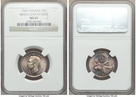 George VI "Maple Leaf" 25 Cents 1947 MS63 NGC, Royal Canadian mint, KM35. Iridescent purple toning adorns both sides.

HID09801242017