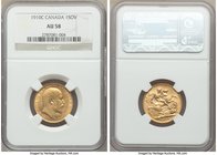 Edward VII gold Sovereign 1910-C AU58 NGC, Ottawa mint, KM14. Three year type. Honey gold with lustrous surfaces. 

HID09801242017