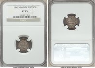 Newfoundland. Victoria 5 Cents 1880 XF45 NGC, KM2. The lowest mintage date of the entire series, with only 16,000 pieces struck, and deep gray toning....