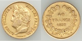 Louis Philippe I gold 40 Francs 1837-A VF, Paris mint, KM747.1. 26.1mm. 12.83gm. AGW 0.3734 oz. 

HID09801242017