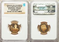 Elizabeth II gold Proof "London Olympics" 25 Pounds 2012 PR70 Ultra Cameo NGC, KM1222. Issued for the 2012 London Olympics - Vulcan. AGW 0.2508 oz. 

...