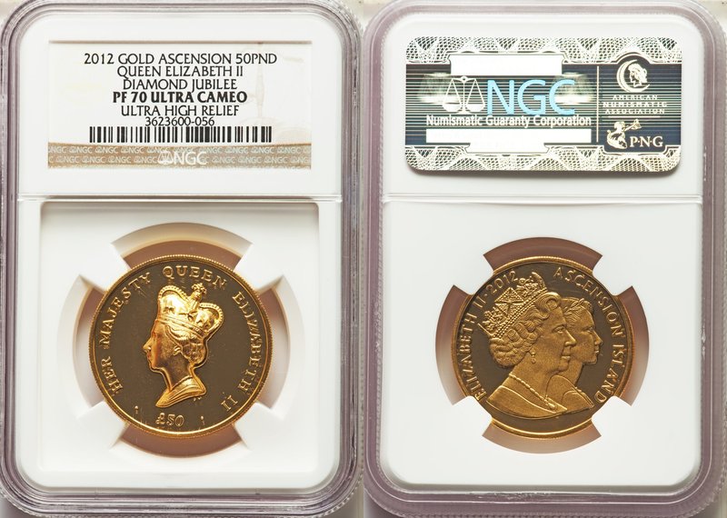 Elizabeth II gold Proof "Diamond Jubilee" 50 Pounds 2012 PF70 Ultra Cameo NGC, K...