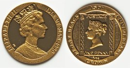 British Dependency. Elizabeth II 4-Piece gold Proof "150th Anniversary of the Penny Black" Crowns, 1) 1/10 Crown 1990-PM - Proof, Pobjoy mint, KM1427....