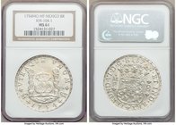 Ferdinand VI 8 Reales 1754 Mo-MF MS61 NGC, Mexico City mint, KM104.1. An attractive Mint State example with somewhat muted luster and minor striking w...