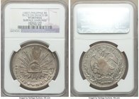 Spanish Colony. Isabel II Counterstamped 8 Reales ND (1837) VF Details (Surface Hairlines) NGC, Zacatecas mint, KM-Unl., cf. KM129. Type 6. Countermar...