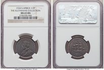 George V 1/2 Penny 1924 MS65 Brown NGC, KM13.1. Cobalt enhanced ebony-brown surface, bold strike with unmarked fields. Ex. Kleynhans Collection

HID09...