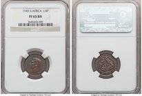 George VI Proof 1/4 Penny 1945 PR65 Brown NGC, KM23. Glossy dark brown surfaces. 

HID09801242017