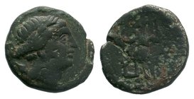 Aiolis, Kyme. 250-190 B.C. AE

Condition: Very Fine

Weight: 7.08 gr
Diameter: 21 mm