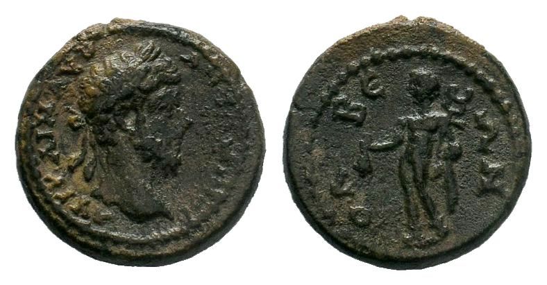 CILICIA, Olba. Marcus Aurelius. AD 161-180. Æ. Laureate head right / Mercury sta...