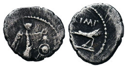 Q. Sicinius and C. Coponius. 49 BC. AR Denarius (12mm, 1.6g). Diademed head of Apollo right; star below / Club of Hercules surmounted by a lion's scal...