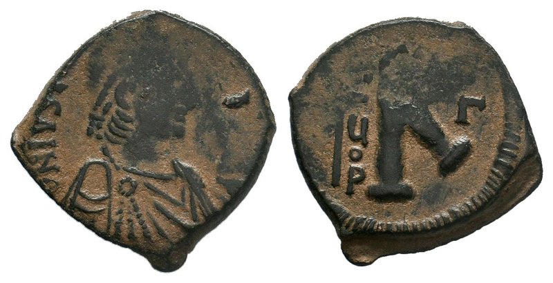 Justin I. 518-527. AE follis.

Condition: Very Fine

Weight: 8.44 gr
Diameter: 2...