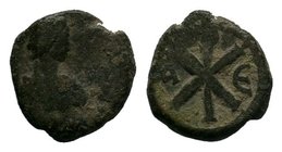 Justin I., 518-527, AE Penta-Nummi

Condition: Very Fine

Weight: 2.23 gr 
Diameter: 14 mm