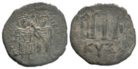 Phocas and Leontia (602-610 AD). AE Follis. KYZ

Condition: Very Fine

Weight: 12.81 gr
Diameter: 34 mm