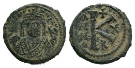 Maurice Tiberius. A.D. 582-602. AE half follis.

Condition: Very Fine

Weight: 5.75 gr
Diameter: 22 mm