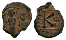 Heraclius and Heraclius Constantine. AE20 half-follis. AD 610-641. Thessalonica mint. 


Condition: Very Fine

Weight: 4.23 gr
Diameter: 22 mm