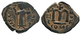 ARAB-BYZANTINE: Standing imperial Figure, Time of the Rashidun. circa AH 19-39 / AD 641-660s

Condition: Very Fine

Weight: 3.56 gr
Diameter: 23 mm