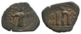 ARAB-BYZANTINE: Standing imperial Figure, Time of the Rashidun. circa AH 19-39 / AD 641-660s

Condition: Very Fine

Weight: 2.28 gr
Diameter: 23 mm