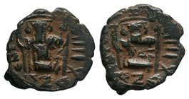 ARAB-BYZANTINE: Standing imperial Figure, Time of the Rashidun. circa AH 19-39 / AD 641-660s

Condition: Very Fine

Weight: 3.12 gr
Diameter: 20 mm