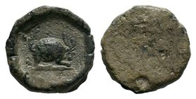 An interesting Roman or early Byzantine 
lead tessera
Obverse: A rabbit running to right.

Reverse: Flat.


Condition: Very Fine

Weight: 3.54 gr
Diam...