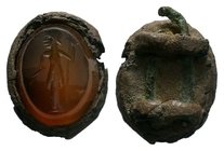 Ancient Roman Large İntaglio Ring Stone depicting Athena on Bezel.

Condition: Very Fine

Weight: 4.33 gr
Diameter: 18 mm