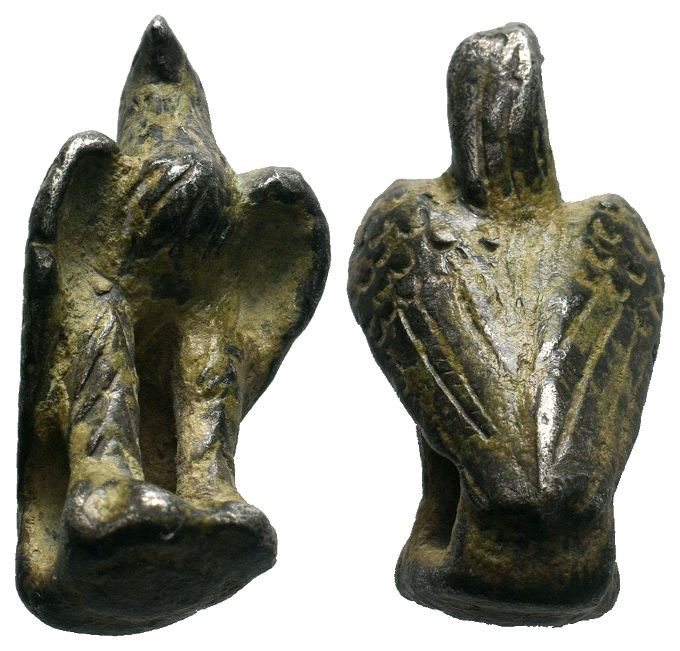 Ancient Roman Silver Legionary Decorated Eagle Amulet . C. 1st / 3th AD.

Condit...