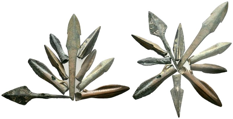 10x Lot Bronze Arrow Heads,

Condition: Very Fine

Weight: lot
Diameter: