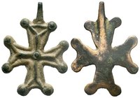 Byzantine Lead Cross, 7th - 11th C. AD.

Condition: Very Fine

Weight: 13.10 gr
Diameter: 50.67 mm