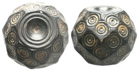 Byzantine bronze barrel weight with ring and dot motifs

Condition: Very Fine

Weight: 55.80 gr
Diameter: 20.55
