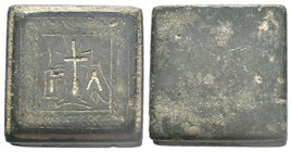 Byzantine bronze Weight, 7th - 11th C. AD.

Condition: Very Fine

Weight: 25.81 gr
Diameter: 21.25 mm