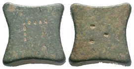 Byzantine bronze Weight, 7th - 11th C. AD.

Condition: Very Fine

Weight: 11.93 gr
Diameter: 17.09 mm