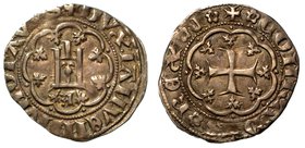 GENOVA. Nicola Guarco Doge VIII,
(1378-1383). Grosso. Castello in 8 archi con trifogli alle punte e punti agli angoli. Cerchio perlinato. Sotto il ca...