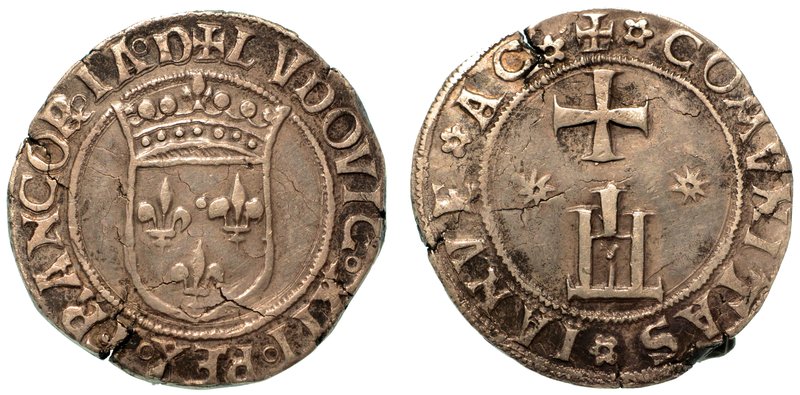 GENOVA. Ludovico XII Re di Francia (1507). Lira. Scudo di Francia coronato in ce...