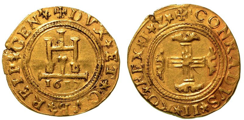 GENOVA. Dogi Biennali (1528-1797). - Doppia 1617,
Castello; sotto, 1617.
R/ Cr...