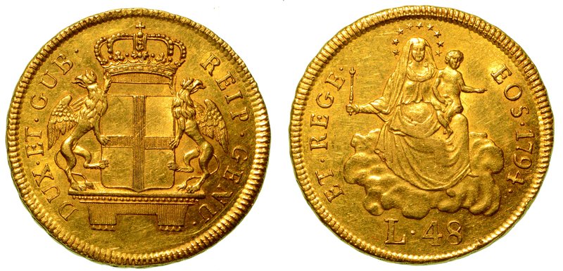 GENOVA. Dogi Biennali (III fase, 1637-1797) -
Da 48 lire 1794.
Stemma coronato...