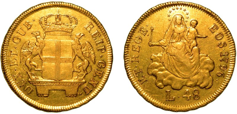 GENOVA. Dogi Biennali (III fase, 1637-1797) -
Da 48 lire 1796 (la Vergine è cor...
