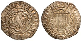 MESSINA. Federico il Semplice (1355-1377) – Pierreale. Aquila ad ali spiegate. R/ Stema aragonese coronato, ai lati M-M.
Spahr. 81.
 MIR. 194/17.
 ...