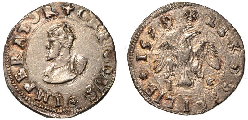 MESSINA. Carlo V (1516-1556) - Da 2 tarì 1539. Busto coronato e corazzato a s. R...