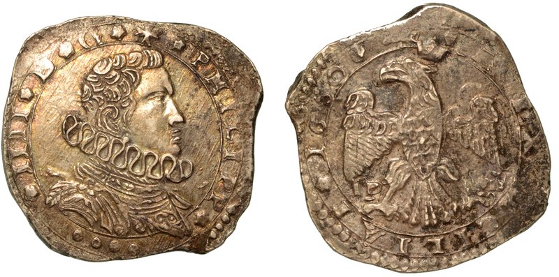 MESSINA.
Filippo IV (1621-1665) - Da 4 tarì 1650. Busto con gorgiera a d.; sott...