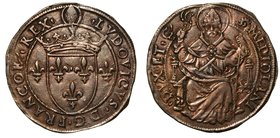 MILANO.
Ludovico XII d’Orleans
(1500-1513) - Grosso regale da 6 soldi. Stemma di Francia coronato, affiancato da due gigli. R/ S. Ambrogio in catted...
