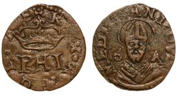 MILANO.
 Filippo II (1554-1598)
Terlina. Lettere PHI coronate. R/ Busto di S. Ambrogio di prospetto, ai lati S-A. Crippa 49.
 g. 0,56
mist
q.BB
...