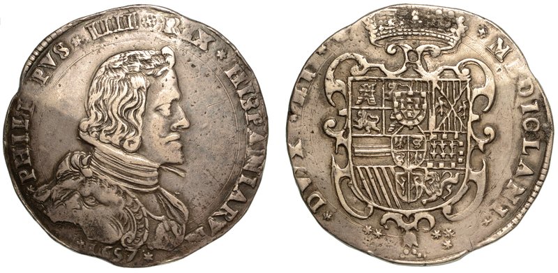 MILANO.
 Filippo IV di Spagna (1621-1665) - Filippo 1657. Busto a testa nuda a ...