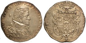MILANO.
 Filippo IV di Spagna (1621-1665) - Filippo 1657. Busto a testa nuda a d., corazzato e con goletta ripiegata. Sul petto, testa alata ed il co...