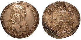 MILANO.
Carlo II di Spagna (Reggenza di Maria Anna d'Austria:1665-1675 ) - Filippo o carlo
 1666. Busti di Maria Anna velata e Carlo fanciullo accol...
