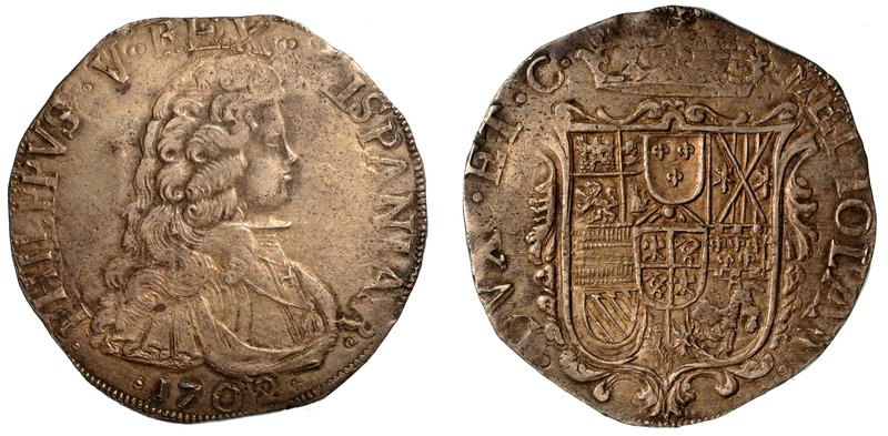 MILANO.
Filippo V di Spagna (1700-1706). Filippo 1702. Busto a d. con fluente p...
