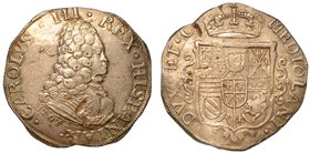 MILANO.
Carlo III (poi VI) - I periodo: Re di Spagna e Duca di Milano (1706-1711). Filippo o carlo
1707. Busto a d. con fluente parrucca e corazza; ...