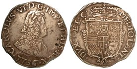 MILANO.
Carlo VI, già III (II periodo: 1711-1740) –
Filippo o carlo
1736. Busto corazzato e laureato a d. R/ Stemma coronato, inquartato con le arm...