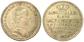 MILANO.
 Giuseppe II d'Asburgo-Lorena (1780-1790) - Monetazione di tipo lombardo. Lira del giuramento 1781.
 Crippa 10. CNI. 8
 g.
6,22
 Raro
 a...