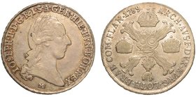 MILANO. Giuseppe II d'Asburgo-Lorena (1780-1790) - Mezzo crocione 1789. Testa a d. laureata.
R/ Croce di Borgogna accantonata dalle corone d’Austria,...