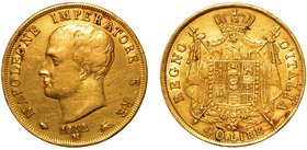 MILANO. Napoleone I (1805-1814) -
40 lire 1812 (contorno con legenda in incuso). Testa nuda a s. R/ Aquila imperiale francese caricata dello stemma d...